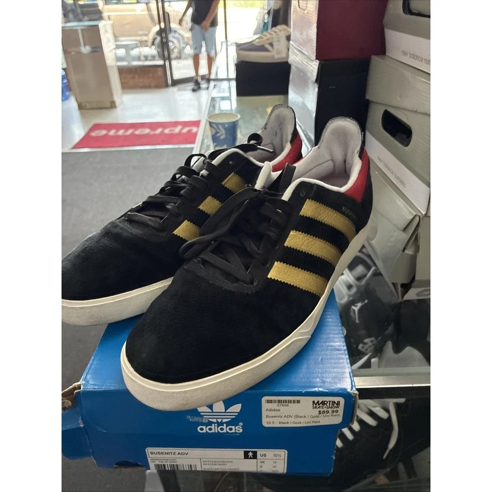 Adidas Busenitz Pro Men's Black Gold Skateboard Sneakers Shoes G65828 SZ 10.5